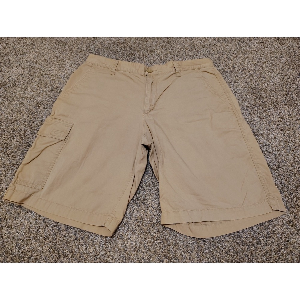 Columbia Mens Tan Khaki Cotton Cargo Shorts Size 34W 10L Hiking Outdoor Utility
